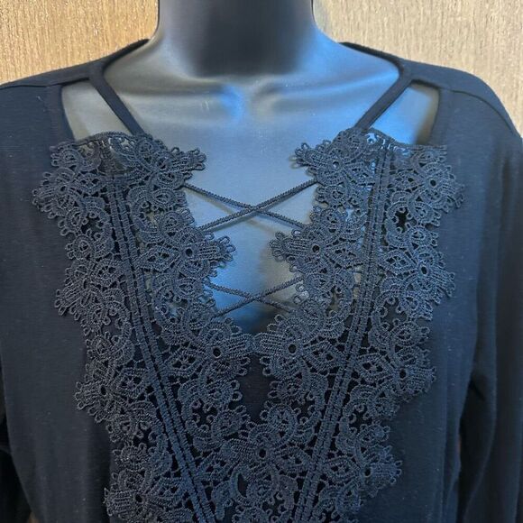 Hippie Chic Long Sleeve black shirt women size L - Picture 4 of 12